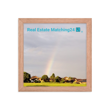 The Rainbow Sinari Framed poster with Real Estate Matching24 Logo