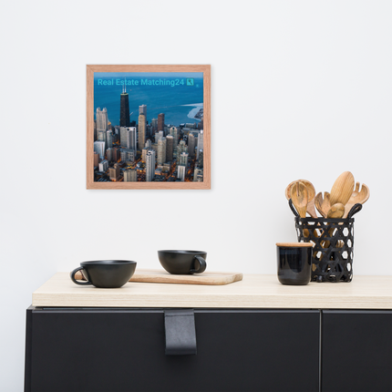 Beutiful Sinari Framed poster with Real Estate Matching24 Logo
