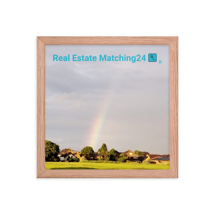The Rainbow Sinari Framed poster with Real Estate Matching24 Logo