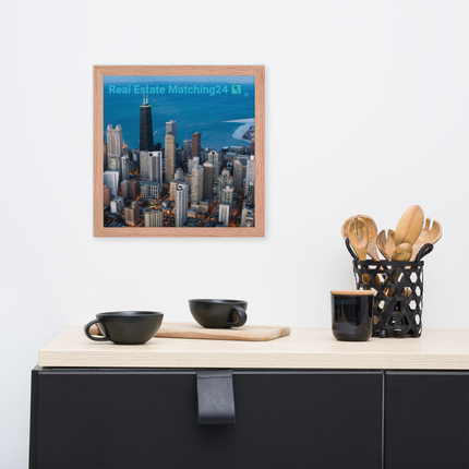 Beutiful Sinari Framed poster with Real Estate Matching24 Logo