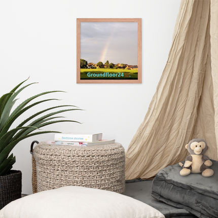 The Rainbow Sinari Framed poster with Groundfloor24 Logo