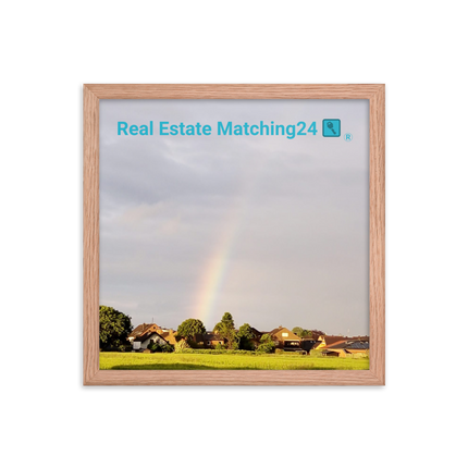 The Rainbow Sinari Framed poster with Real Estate Matching24 Logo