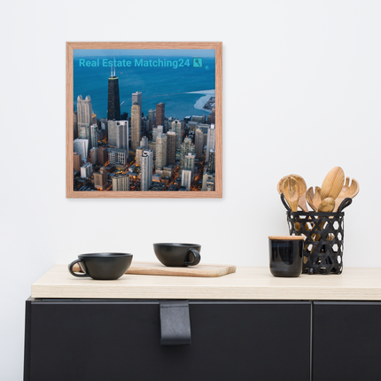 Beutiful Sinari Framed poster with Real Estate Matching24 Logo