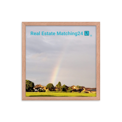 The Rainbow Sinari Framed poster with Real Estate Matching24 Logo