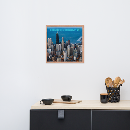 Beutiful Sinari Framed poster with Real Estate Matching24 Logo