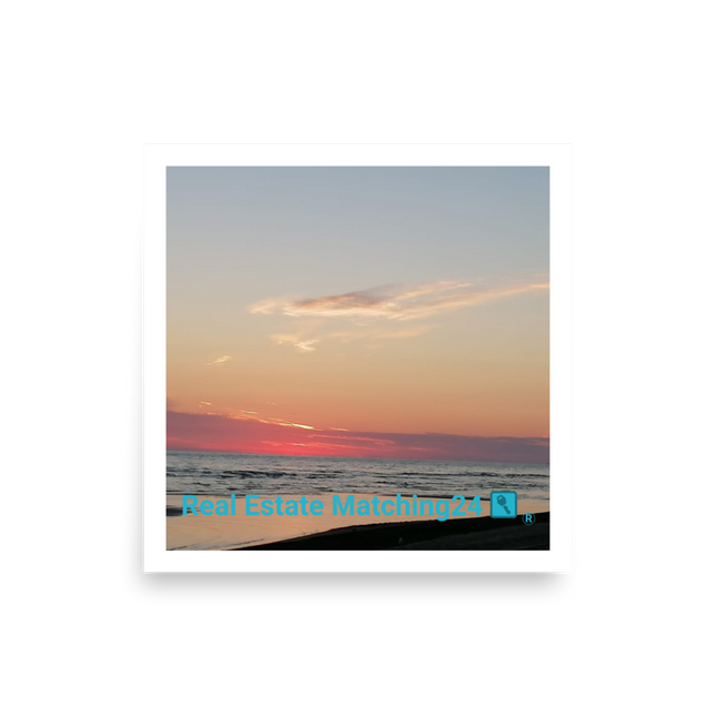 Sunset Sinari Poster with Real Estate Matching24 Logo