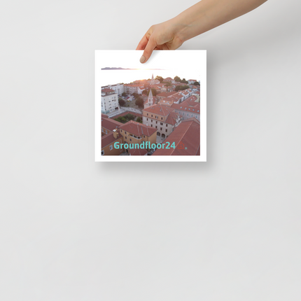 Roof Sunset View Poster with Groundfloor24 with House Logo