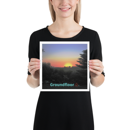 Beutiful Sunset Sinari Poster with Groundfloor with House Logo