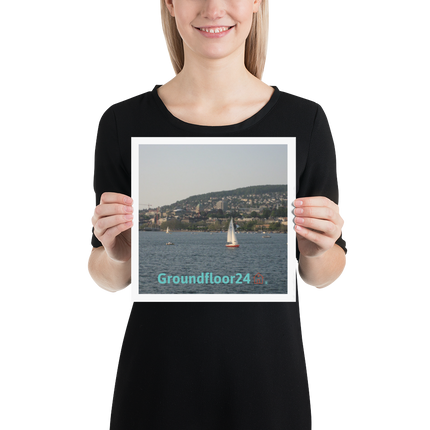 Beutiful River & Hills Sinari Poster with Groundfloor24 with House Logo