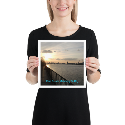 Awesome River View Poster with realestatematching24 with key Logo