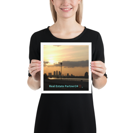 Majestic Sunset Poster with realestatepartner24 with house Logo