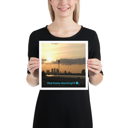 Majestic Sunset Poster with realestatematching24 with key Logo