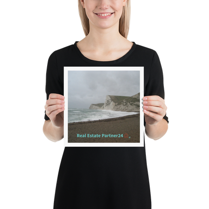 Waves and Sand Poster with realestatepartner24 with house Logo