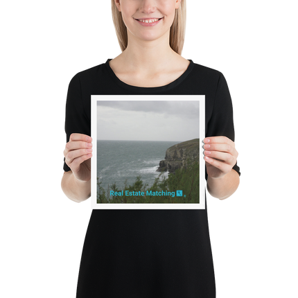 Seaside Serenity Poster with realestatematching with key Logo