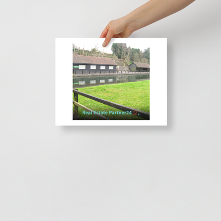 Lakeside Serenity Poster with realestatepartner24 with house Logo