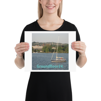 Boat on the River Poster with Groundfloor24 without House Logo