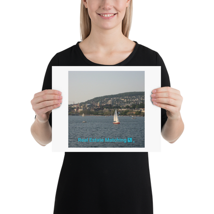 Beutiful River & Hills Sinari Poster with realestatematching with key Logo
