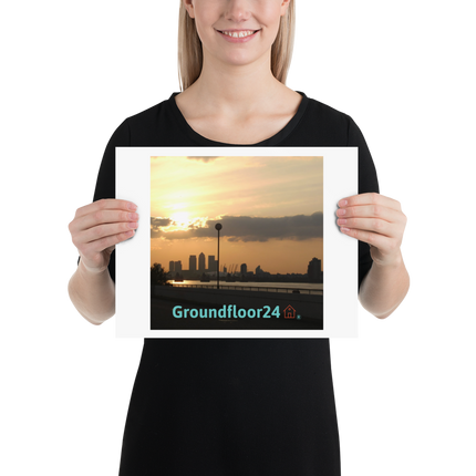 Majestic Sunset Poster with Groundfloor24 with House Logo