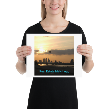 Majestic Sunset Poster with realestatematching without key Logo