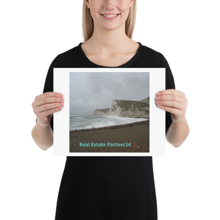 Waves and Sand Poster with realestatepartner24 with house Logo
