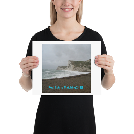 Waves and Sand Poster with realestatematching24 with key Logo