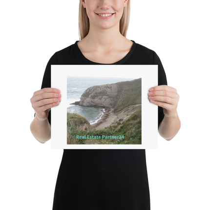Sea & Hills Poster with realestatepartner24 with house Logo