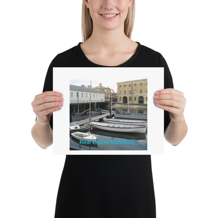 Boat on Water Poster with realestatematching without key Logo