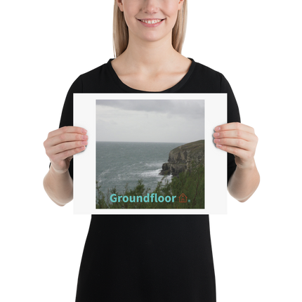 Seaside Serenity Poster with Groundfloor with House Logo