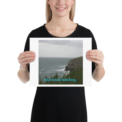 Seaside Serenity Poster with realestatematching without key Logo
