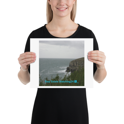 Seaside Serenity Poster with realestatematching24 with key Logo