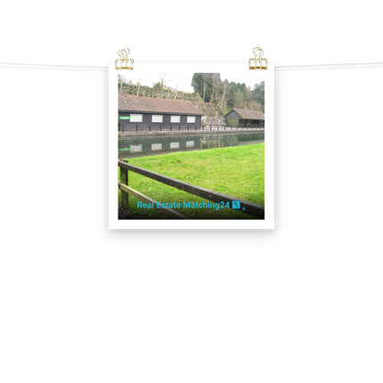 Lakeside Serenity Poster with realestatematching24 with key Logo