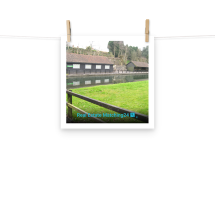 Lakeside Serenity Poster with realestatematching24 with key Logo