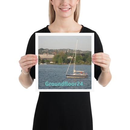 Boat on the River Poster with Groundfloor24 without House Logo