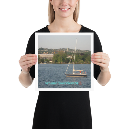 Boat on the River Poster with groundfloorview24 with House Logo