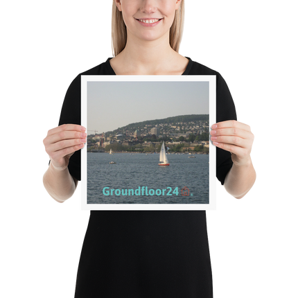 Beutiful River & Hills Sinari Poster with Groundfloor24 with House Logo