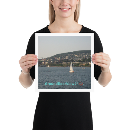 Beutiful River & Hills Sinari Poster with groundfloorview24 with House Logo