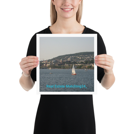 Beutiful River & Hills Sinari Poster with realestatematching24 without key Logo