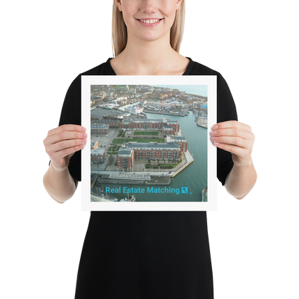 Nice City Poster with realestatematching with key Logo