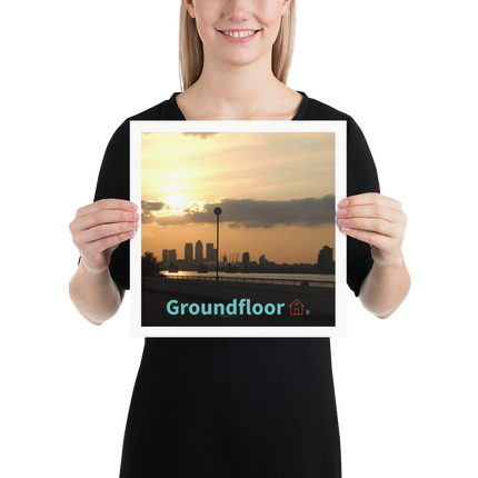 Majestic Sunset Poster with Groundfloor with House Logo