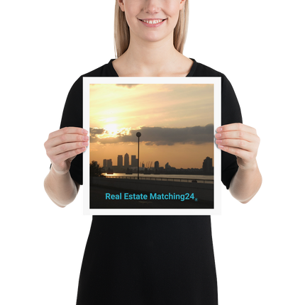 Majestic Sunset Poster with realestatematching24 without key Logo