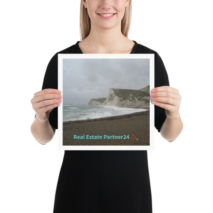 Waves and Sand Poster with realestatepartner24 with house Logo