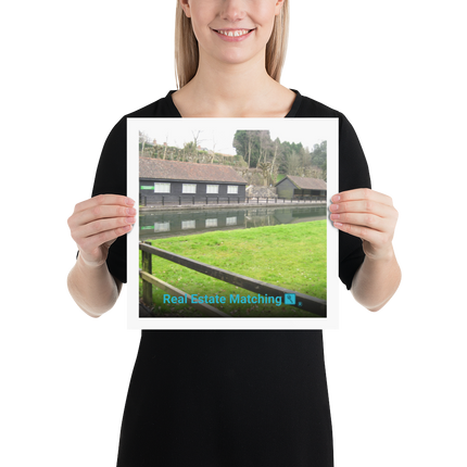 Lakeside Serenity Poster with realestatematching with key Logo