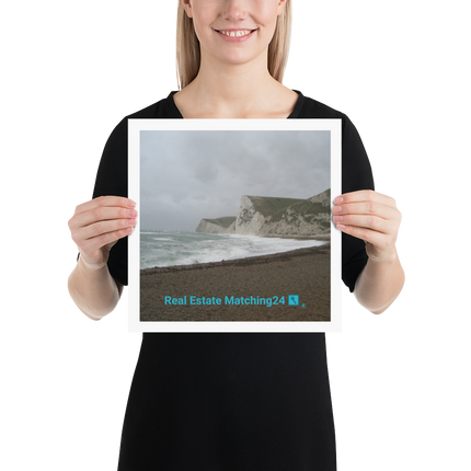 Waves and Sand Poster with realestatematching24 with key Logo