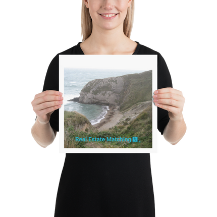 Sea & Hills Poster with realestatematching with key Logo