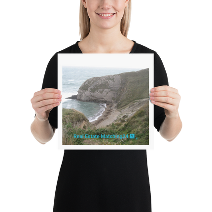 Sea & Hills Poster with realestatematching24 with key Logo