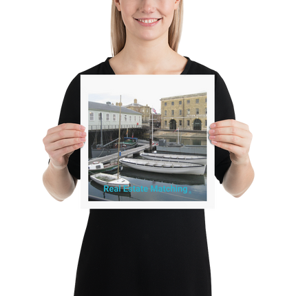 Boat on Water Poster with realestatematching without key Logo