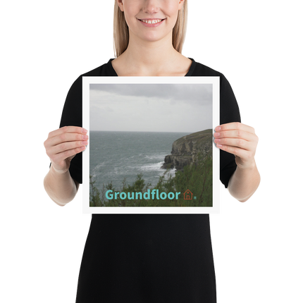 Seaside Serenity Poster with Groundfloor with House Logo