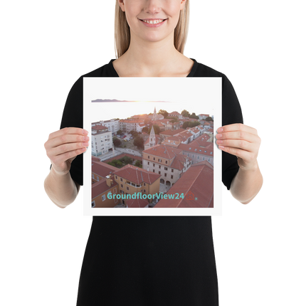 Roof Sunset View Poster with groundfloorview24 with House Logo