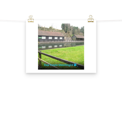 Lakeside Serenity Poster with realestatematching24 with key Logo