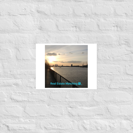 Awesome River View Poster with realestatematching with key Logo